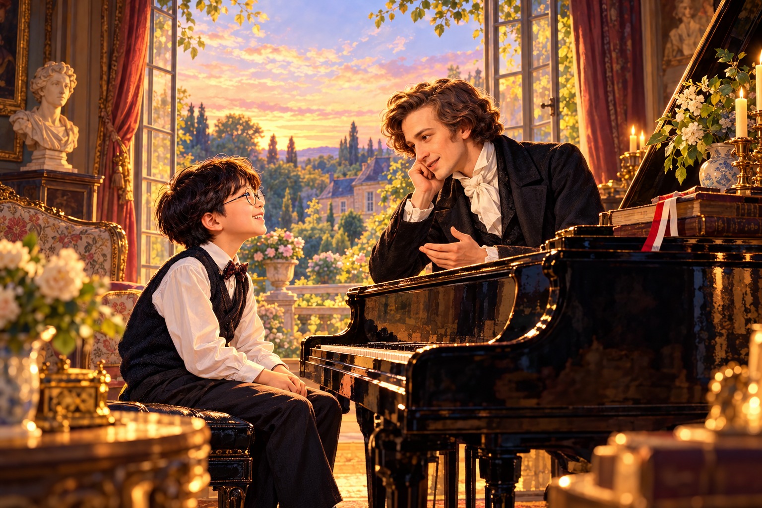 Chopin and Eunho at the piano